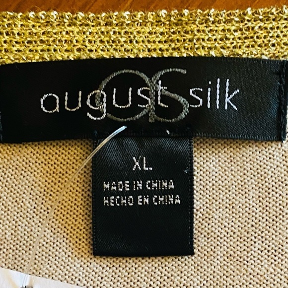 August Silk Cream Metallic Gold Neck Knit Top Size XL - NWT - Picture 12 of 15